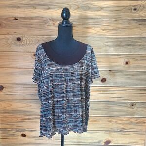 Brittany Black Multicolor Patterned Blouse 1X